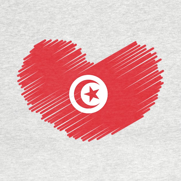 Tunisia Flag Heart Design by Sanu Designs